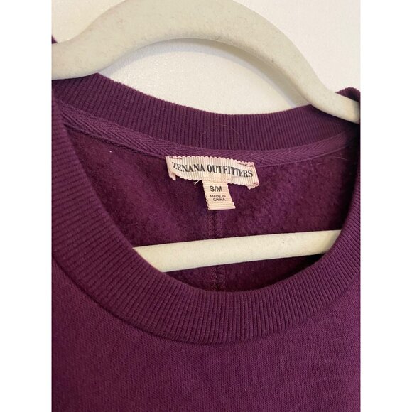 Zenana Outfitters Longline Purple Sweatshirt With Pockets Size S/M - Picture 2 of 6